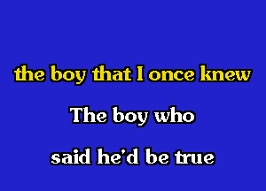 the boy that I once knew

The boy who

said he'd be true