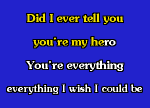 Did I ever tell you
you're my hero

You're everything
everything I wish I could be