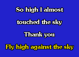 So high I almost
touched the sky
Thank you

Fly high against the sky