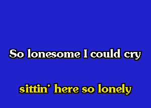 So lonesome 1 could cry

sittin' here so lonely