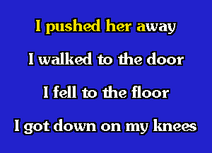 I pushed her away
I walked to the door

I fell to the floor

I got down on my knees