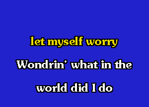 let myself worry

Wondrin' what in the

world did I do