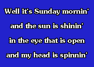 Well it's Sunday mornin'
and the sun is shinin'
in the eye that is open

and my head is spinnin'