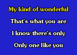 My kind of wonderful
That's what you are
I know there's only

Only one like you