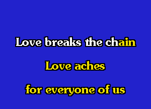 Love breaks the chain

Love aches

for everyone of us
