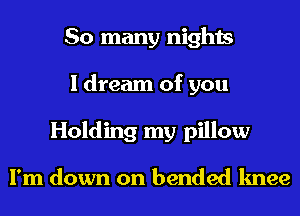 So many nights
I dream of you
Holding my pillow

I'm down on bended knee