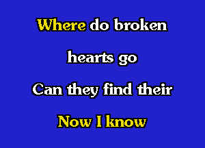 Where do broken

hearts 90

Can they find their

Now I know