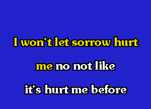 I won't let sorrow hurt

me no not like

it's hurt me before