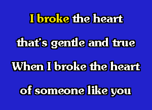 I broke the heart
that's gentle and true

When I broke the heart

of someone like you