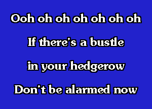 Ooh oh oh oh oh oh oh
If there's a bustle

in your hedgerow

Don't be alarmed now