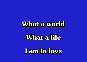 What a world

What a life

Iaminlove