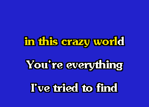 in this crazy world

You're everything

I've tried to find