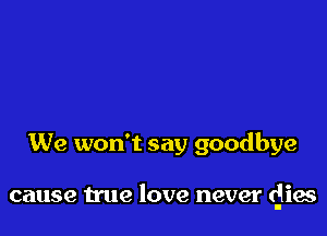 We won't say goodbye

cause true love never dies