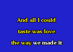 And all lcould

taste was love

the way we made it