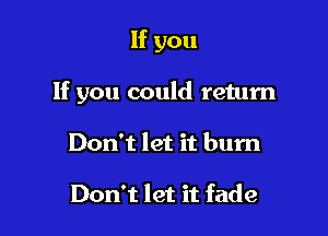 If you

If you could return

Don't let it burn

Don't let it fade