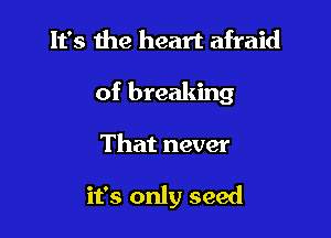 It's 1119 heart afraid

of breaking

That never

it's only seed