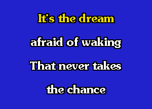 It's the dream

afraid of waking

That never takes

the chance