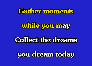 Gather moments
while you may

Collect the dreams

you dream today I
