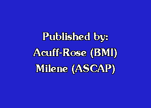 Published byz
Acuff-Rose (BM!)

Milene (ASCAP)
