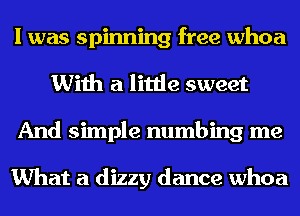 I was spinning free whoa
With a little sweet
And simple numbing me

What a dizzy dance whoa