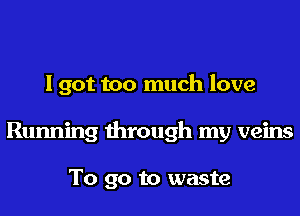 I got too much love
Running through my veins

To go to waste