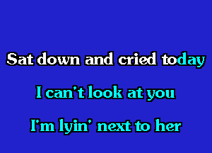 Sat down and cried today
I can't look at you

I'm lyin' next to her