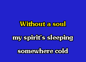Without a soul

my Spirit's sleeping

somewhere cold
