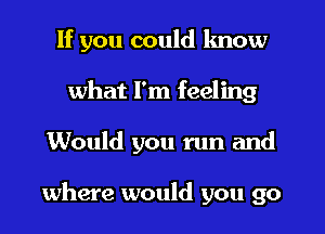 If you could know
what I'm feeling
Would you run and

where would you go