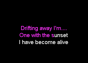 Drifting away I'm....

One with the sunset
I have become alive