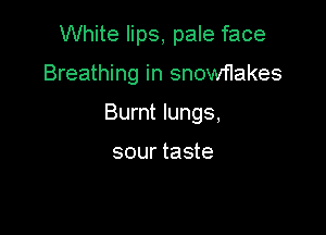 White lips, pale face

Breathing in snowflakes

Burnt lungs,

sour taste