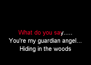 What do you say .....
You're my guardian angel...
Hiding in the woods