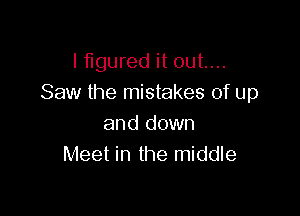 lflgured it out...
Saw the mistakes of up

and down
Meet in the middle
