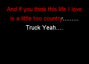 And if you think this life I love

is a little too country .........
Truck Yeah....
