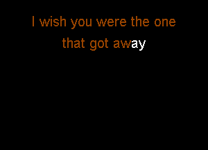I wish you were the one
that got away