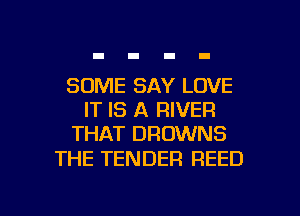 SOME SAY LOVE
IT IS A RIVER
THAT BROWNS

THE TENDER REED

g