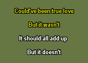 Could've been true love

But it wasn't

It should all add up

But it doesn't