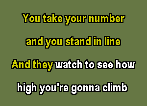 You take your number
and you stand in line

And they watch to see how

high you're gonna climb