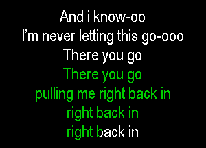 And i know-oo
Fm never letting this go-ooo
There you go

There you go
pulling me right back in
right back in
right back in