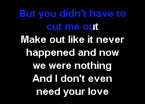 But you didn't have to
cut me out
Make out like it never

happened and now
we were nothing
And I don't even
need your love