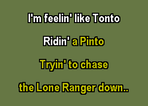 I'm feelin' like Tonto
Ridin' a Pinto

Tryin' to chase

the Lone Ranger down..