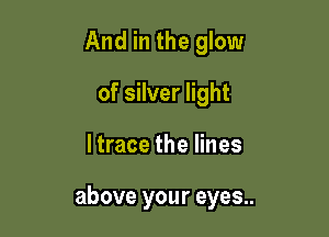 And in the glow
of silver light

I trace the lines

above your eyes..
