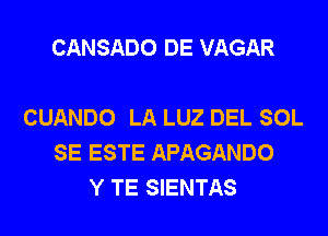 CANSADO DE VAGAR

CUANDO LA LUZ DEL SOL
SE ESTE APAGANDO
Y TE SIENTAS