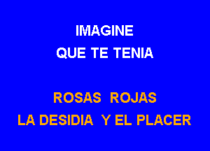 IMAGINE
QUE TE TENIA

ROSAS ROJAS
LA DESIDIA Y EL PLACER