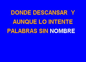 DONDE DESCANSAR Y
AUNQUE L0 INTENTE
PALABRAS SIN NOMBRE