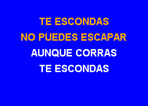 TE ESCONDAS
NO PUEDES ESCAPAR
AUNQUE CORRAS

TE ESCONDAS