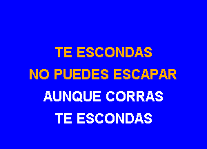 TE ESCONDAS
NO PUEDES ESCAPAR

AUNQUE CORRAS
TE ESCONDAS