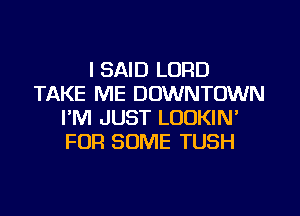 I SAID LORD
TAKE ME DOWNTOWN
I'M JUST LOOKIN'
FOR SOME TUSH