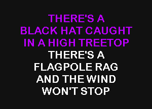 THERE'S A
FLAGPOLE RAG
AND THEWIND

WON'T STOP