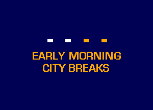 EARLY MORNING
CITY BREAKS