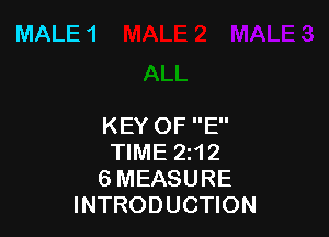 KEY OF E
TIME 2112
6 MEASURE
INTRODUCTION